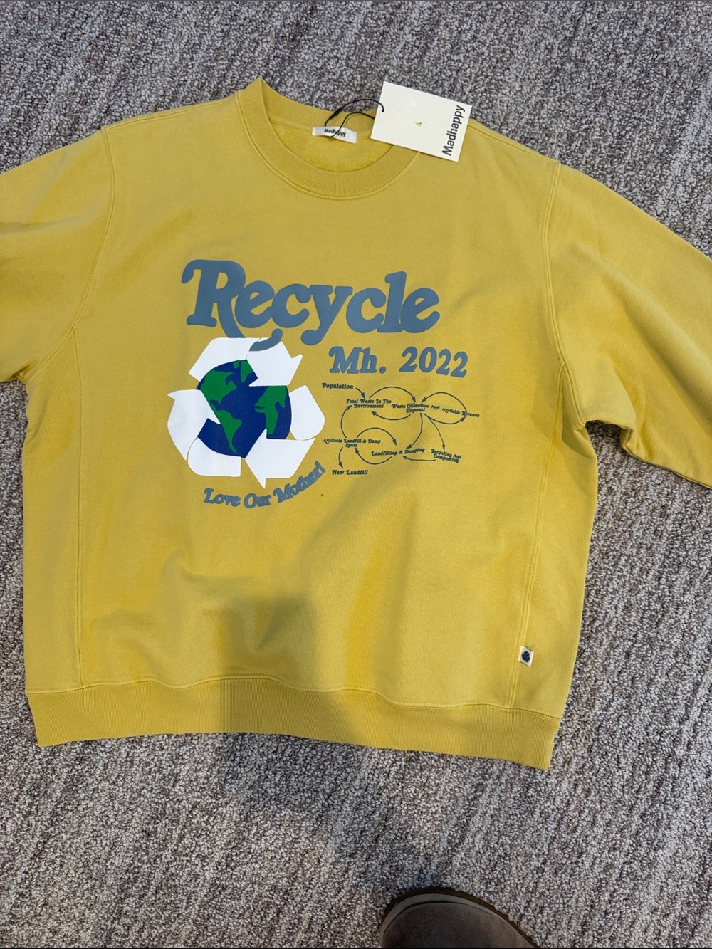 Madhappy Yellow 'Recycle' Graphic Crewneck